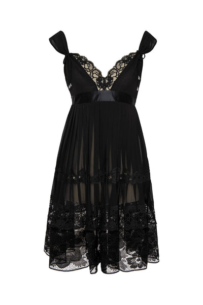 Top mit Plissee aus Chiffon und Spitze