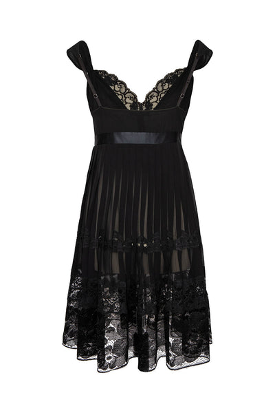 Top mit Plissee aus Chiffon und Spitze